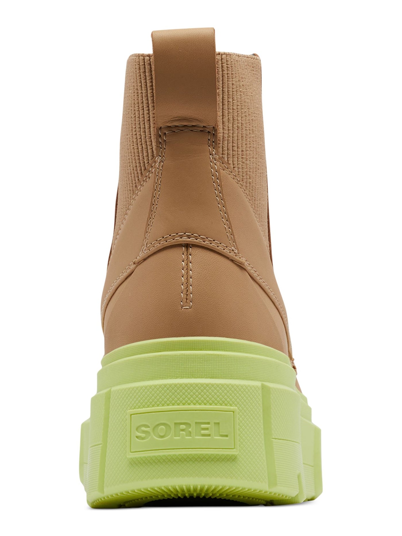 SOREL Womens Beige Heel Pull-Tab Goring Cushioned Caribou X Round Toe Platform Chelsea 8.5