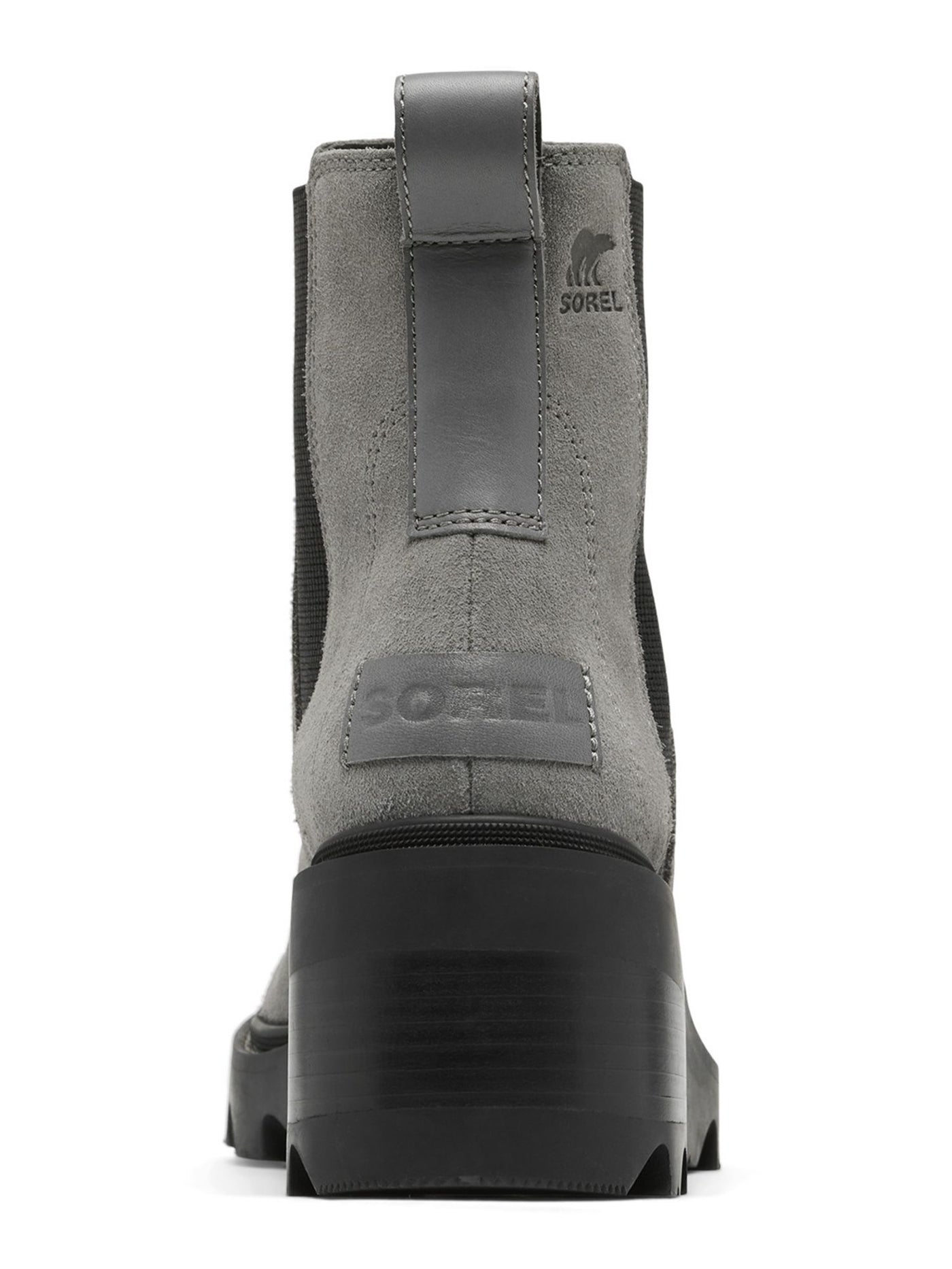 SOREL Womens Gray 1" Platform Heel Pull-Tab Logo Patch Padded Treaded Goring Waterproof Joan Round Toe Chelsea Boot 8