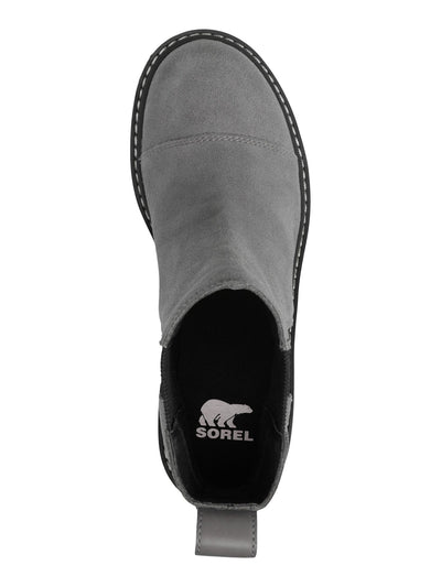 SOREL Womens Gray 1" Platform Heel Pull-Tab Logo Patch Padded Treaded Goring Waterproof Joan Round Toe Chelsea Boot 8
