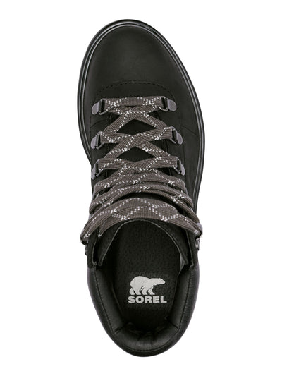 SOREL Womens Black Mixed Media 1" Platform Waterproof Padded Lennox Round Toe Block Heel Lace-Up Leather Hiking Boots 9