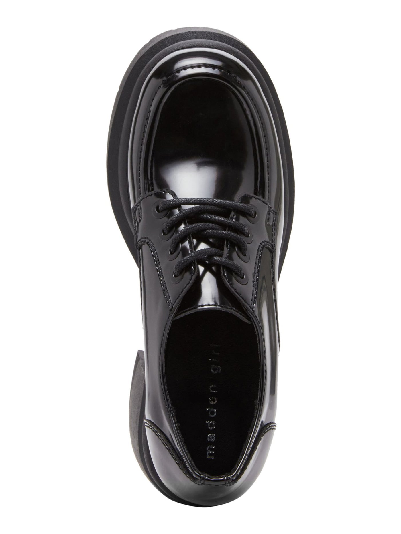 MADDEN GIRL Womens Black 1-1/2" Platform Padded Time Round Toe Block Heel Lace-Up Oxford Shoes 6 M