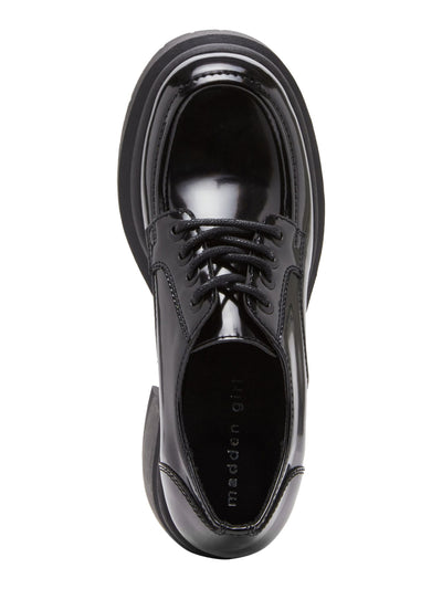MADDEN GIRL Womens Black 1-1/2" Platform Padded Time Round Toe Block Heel Lace-Up Oxford Shoes 6 M