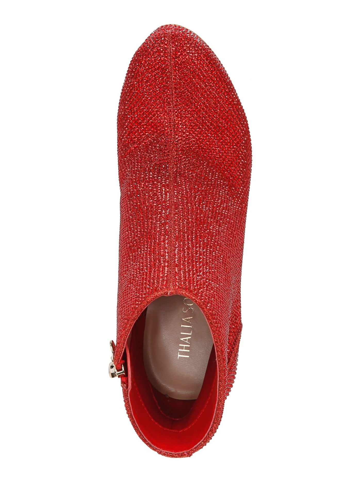 THALIA SODI Womens Red Rhinestone Padded Chiara Round Toe Stiletto Zip-Up Dress Boots 10 M