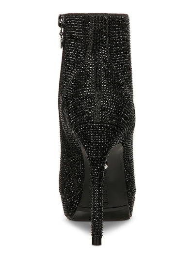 THALIA SODI Womens Black Rhinestone Padded Chiara Round Toe Stiletto Zip-Up Dress Boots 10 M
