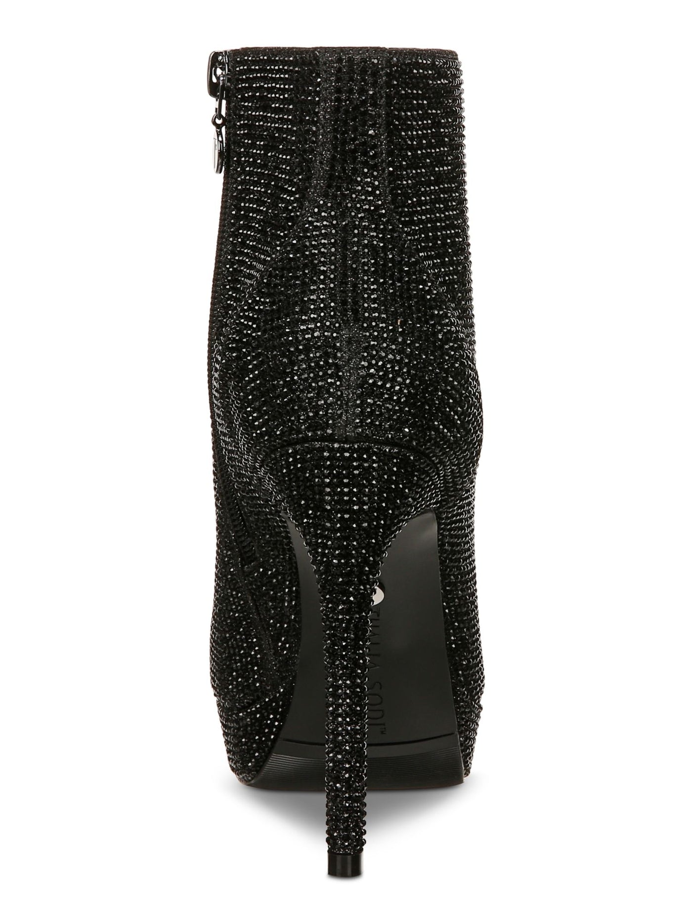 THALIA SODI Womens Black Rhinestone Padded Chiara Round Toe Stiletto Zip-Up Dress Boots 8.5 M
