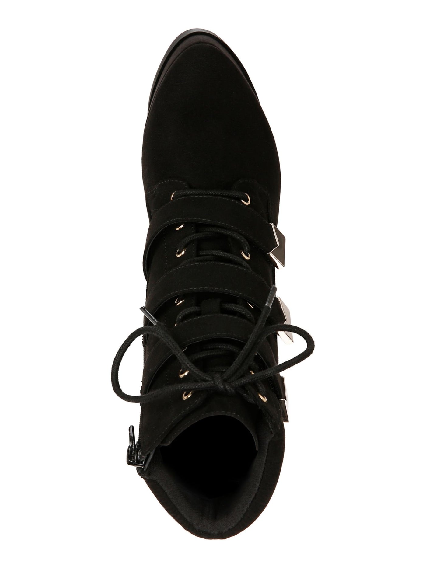 THALIA SODI Womens Black Lace Up Hook And Loop Straps Padded Collar Padded Sasha Almond Toe Stiletto Zip-Up Dress Boots 6.5 M