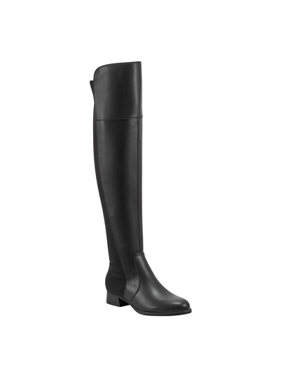 MARC FISHER Womens Black Mixed Media Ankle Zip Padded Stretch Terrea Almond Toe Dress Boots Shoes 9.5 M