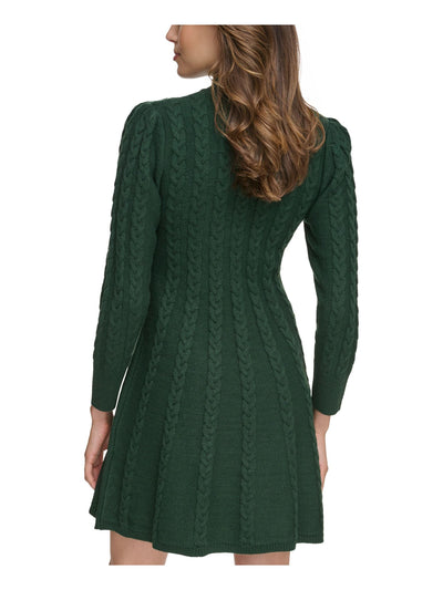 JESSICA HOWARD PETITES Womens Green Long Sleeve Mock Neck Short Party Sweater Dress Petites PM