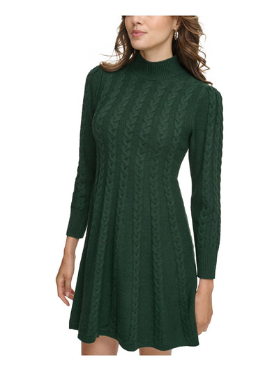 JESSICA HOWARD PETITES Womens Green Long Sleeve Mock Neck Short Party Sweater Dress Petites PM