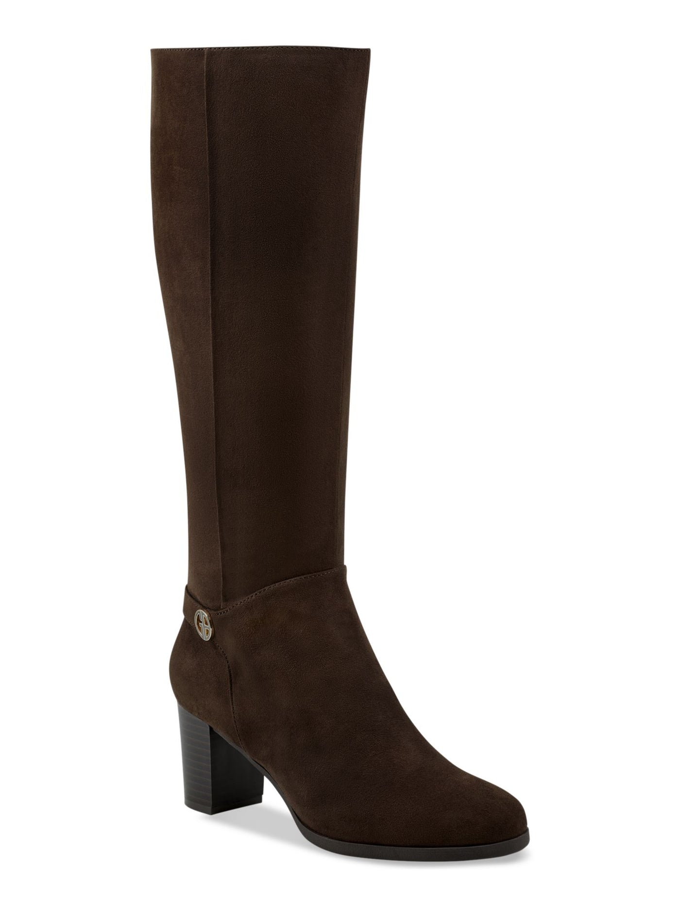 GIANI BERNINI Womens Brown Cushioned Slip Resistant Goring Adonnys Round Toe Stacked Heel Zip-Up Leather Dress Boots 6.5 M