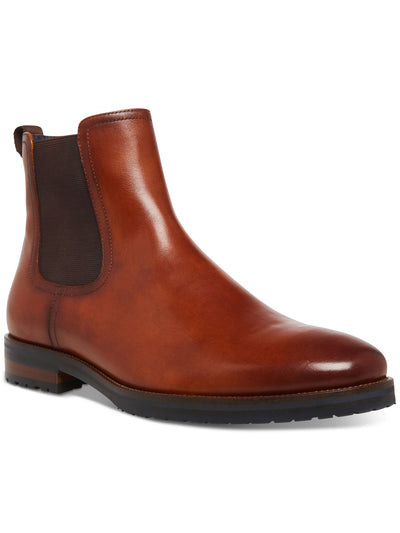 STEVE MADDEN Mens Brown Heel Pull-Tab Goring Padded Sully Round Toe Block Heel Leather Chelsea Boot 10 M