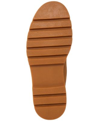 MADDEN Mens Brown Heel Pull-Tab Lug Sole Padded Glixxo Round Toe Block Heel Lace-Up Combat Boots