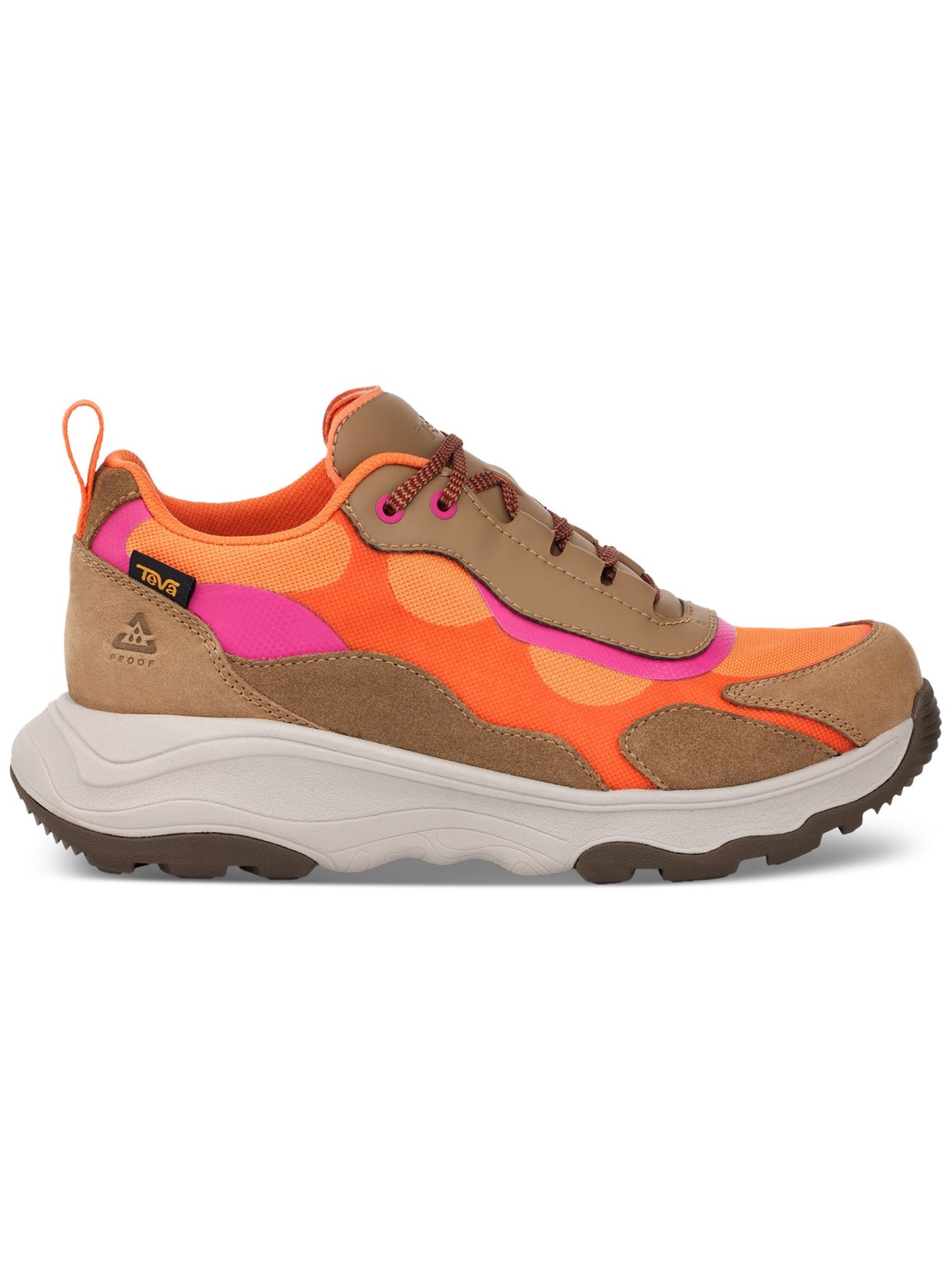 TEVA Womens Brown Mixed Media Hiking Shoe Odor Resistant Waterproof Cushioned Geotrecca Low Rp Round Toe Wedge Lace-Up Athletic Sneakers Shoes 8.5
