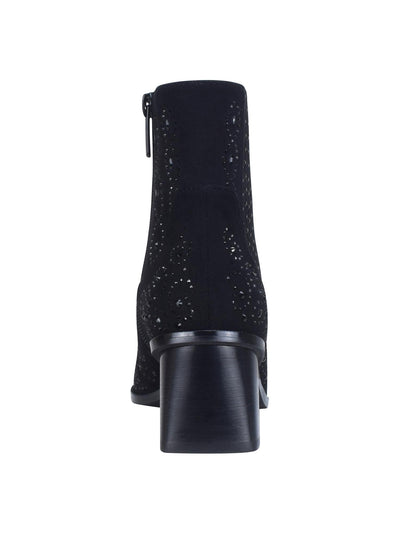 IMPO Womens Black Cushioned Rhinestone Goring Jackie Almond Toe Block Heel Zip-Up Western Boot 9 M