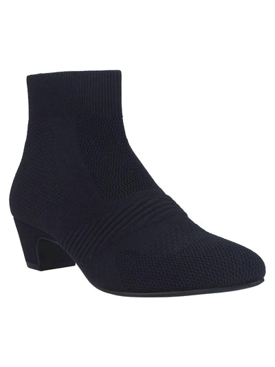 IMPO Womens Black Mixed Knit Cushioned Stretch Godina Almond Toe Kitten Heel Booties 7.5 M