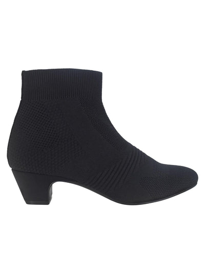 IMPO Womens Black Mixed Knit Cushioned Stretch Godina Almond Toe Kitten Heel Booties 9.5 M