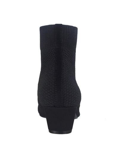IMPO Womens Black Mixed Knit Cushioned Stretch Godina Almond Toe Kitten Heel Booties 7.5 M