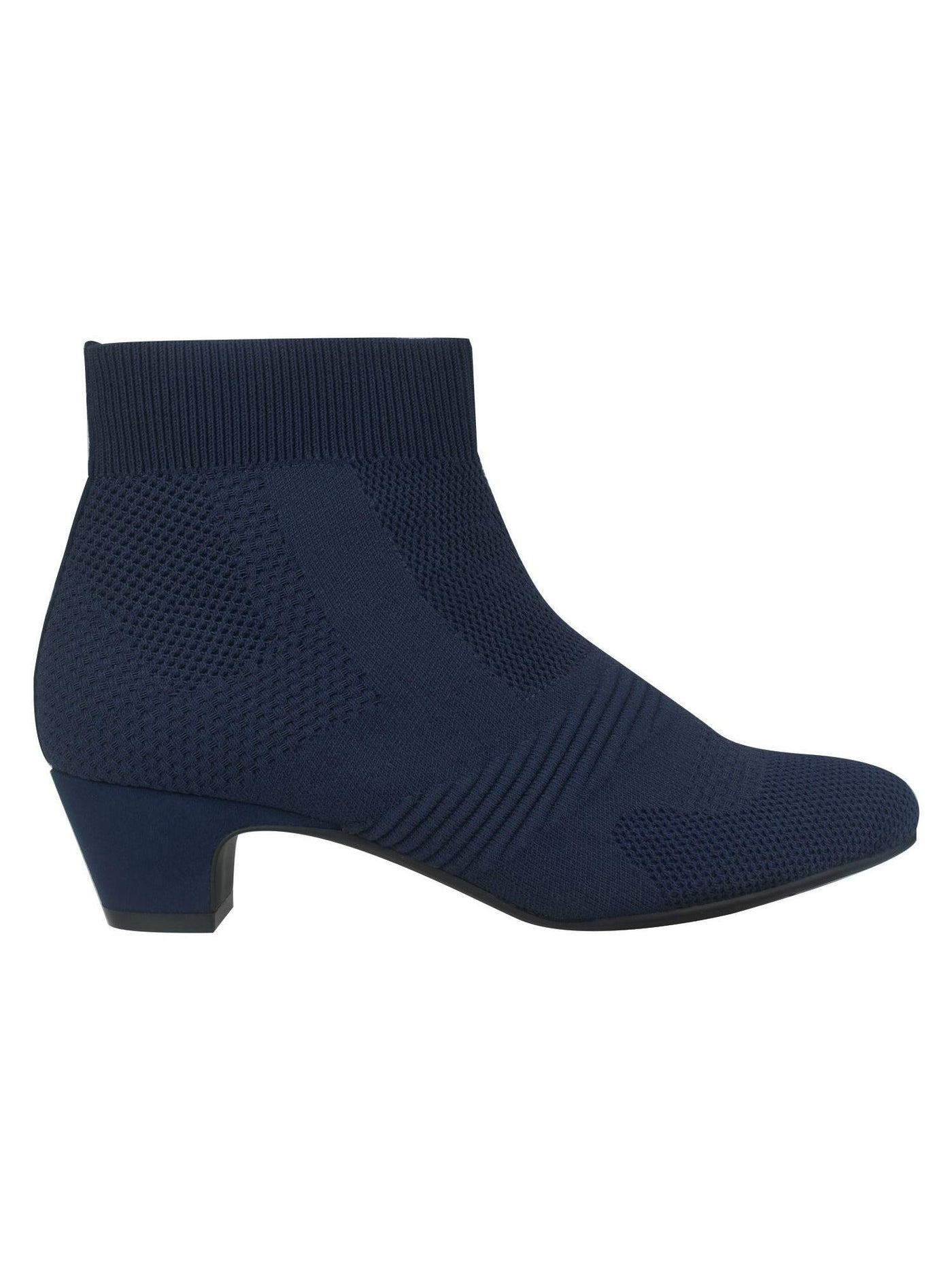 IMPO Womens Navy Mixed Knit Cushioned Stretch Godina Almond Toe Kitten Heel Booties 7.5 M