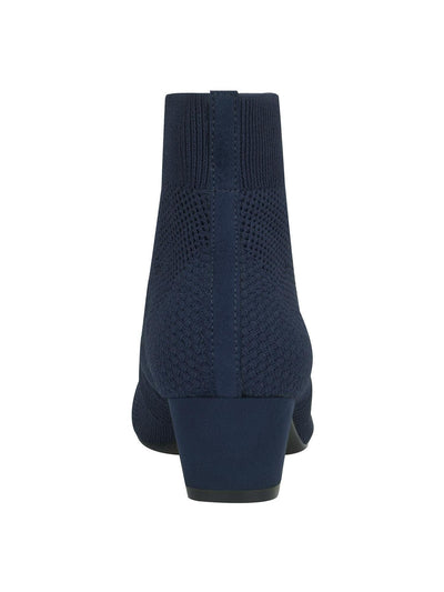 IMPO Womens Navy Mixed Knit Cushioned Stretch Godina Almond Toe Kitten Heel Booties 7.5 M