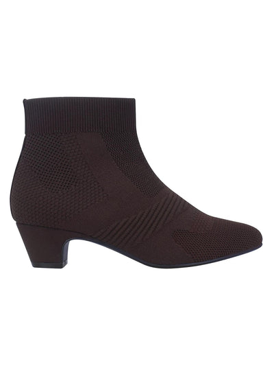 IMPO Womens Brown Mixed Knit Breathable Cushioned Stretch Godina Almond Toe Kitten Heel Booties 8.5 M