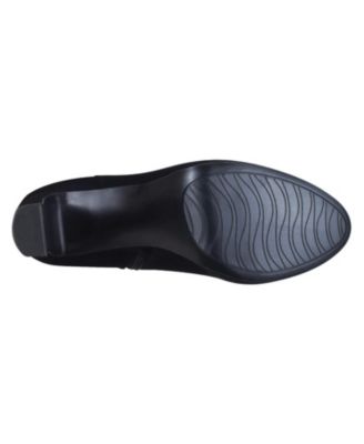 IMPO Womens Black Bow Accent Rhinestone Onneli Almond Toe Block Heel Zip-Up Heeled Boots M