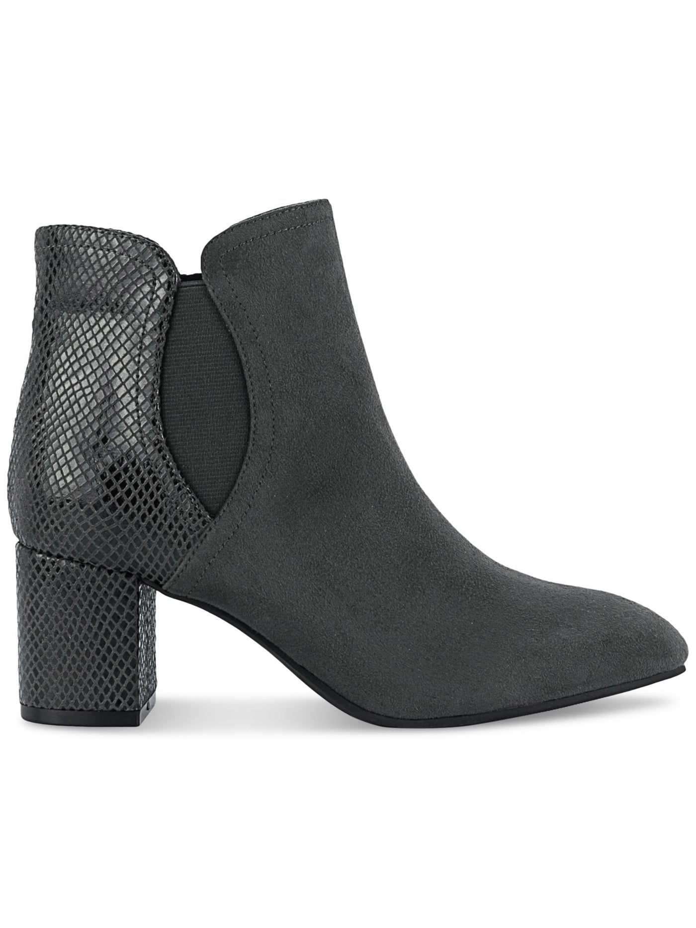 KAREN SCOTT Womens Gray Mixed Media Sheen Diamond Heel Goring Padded Ivynaaf Almond Toe Block Heel Zip-Up Dress Boots 8 M