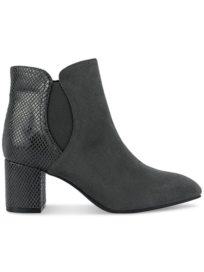 KAREN SCOTT Womens Gray Mixed Media Sheen Diamond Heel Goring Padded Ivynaaf Almond Toe Block Heel Zip-Up Dress Boots 8 M