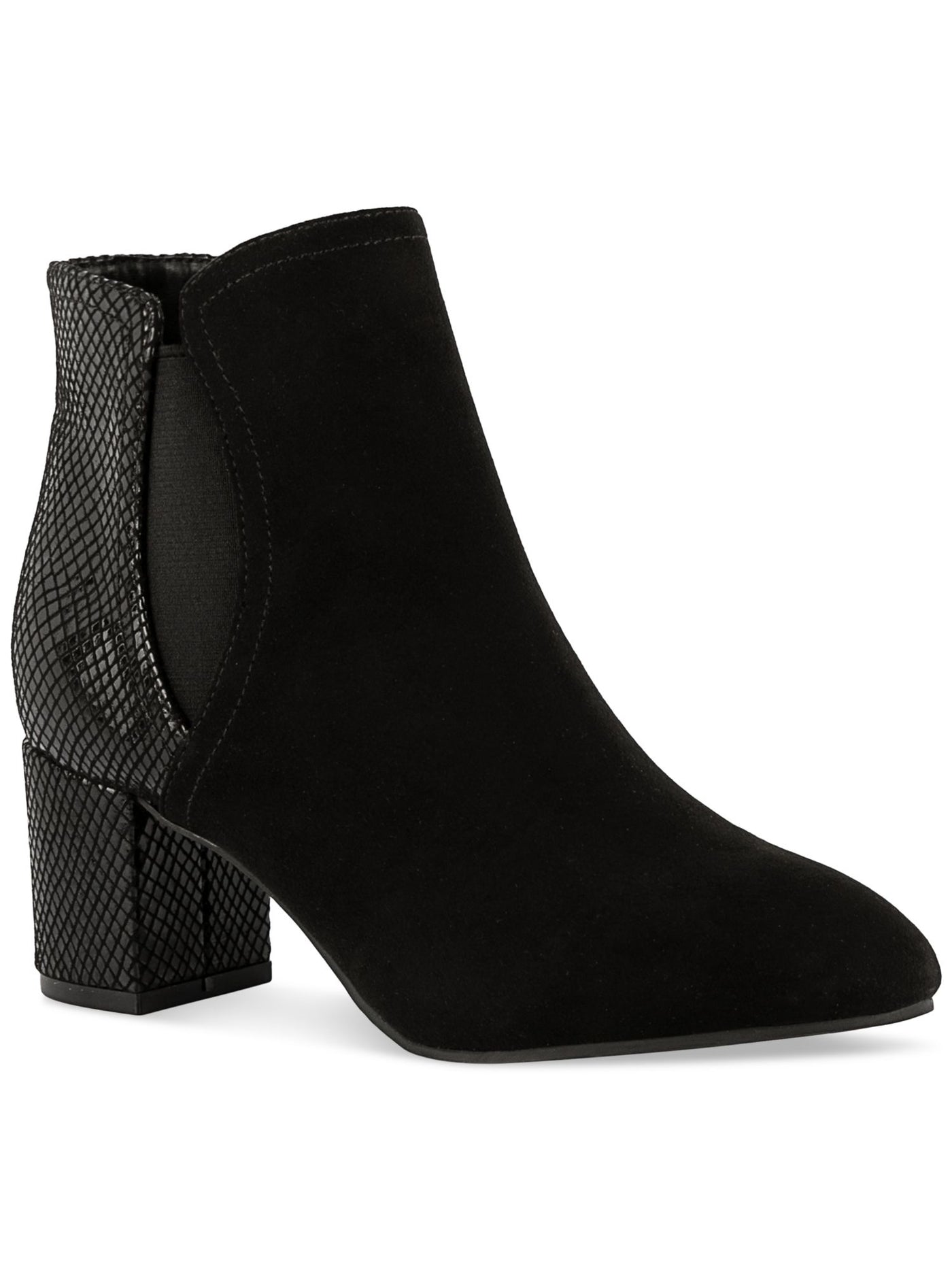 KAREN SCOTT Womens Black Mixed Media Sheen Diamond Heel Goring Padded Ivynaa Almond Toe Block Heel Zip-Up Dress Boots 8.5 M