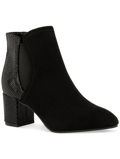 KAREN SCOTT Womens Black Mixed Media Sheen Diamond Heel Goring Padded Ivynaa Almond Toe Block Heel Zip-Up Dress Boots 8.5 M