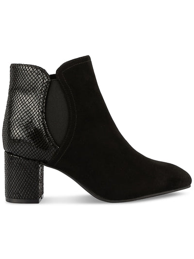KAREN SCOTT Womens Black Mixed Media Sheen Diamond Heel Goring Padded Ivynaa Almond Toe Block Heel Zip-Up Dress Boots 8.5 M