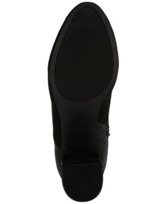 KAREN SCOTT Womens Black Mixed Media Sheen Diamond Heel Goring Padded Ivynaa Almond Toe Block Heel Zip-Up Dress Heeled Boots M