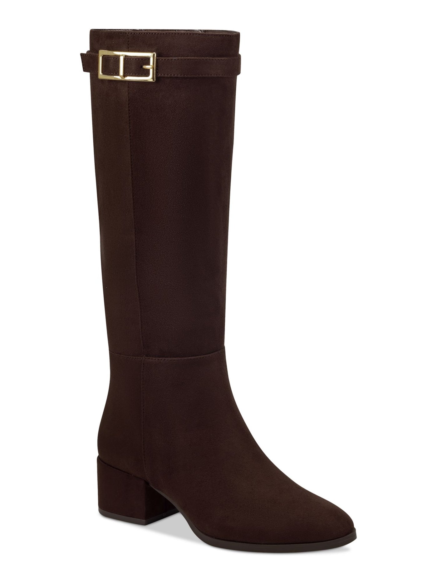 CHARTER CLUB Womens Brown Buckle Accent Padded Georgiaa Round Toe Block Heel Zip-Up Riding Boot 7 M