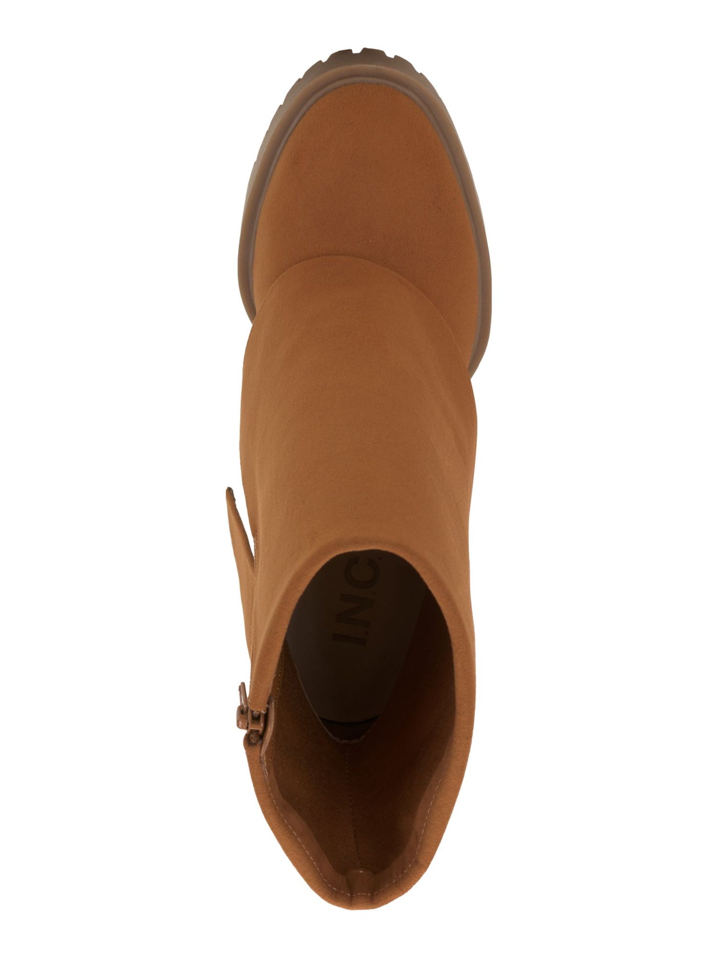 INC Womens Brown 1" Platform Cuffed Overlay Padded Acelina Round Toe Zip-Up Heeled Boots 10.5 M