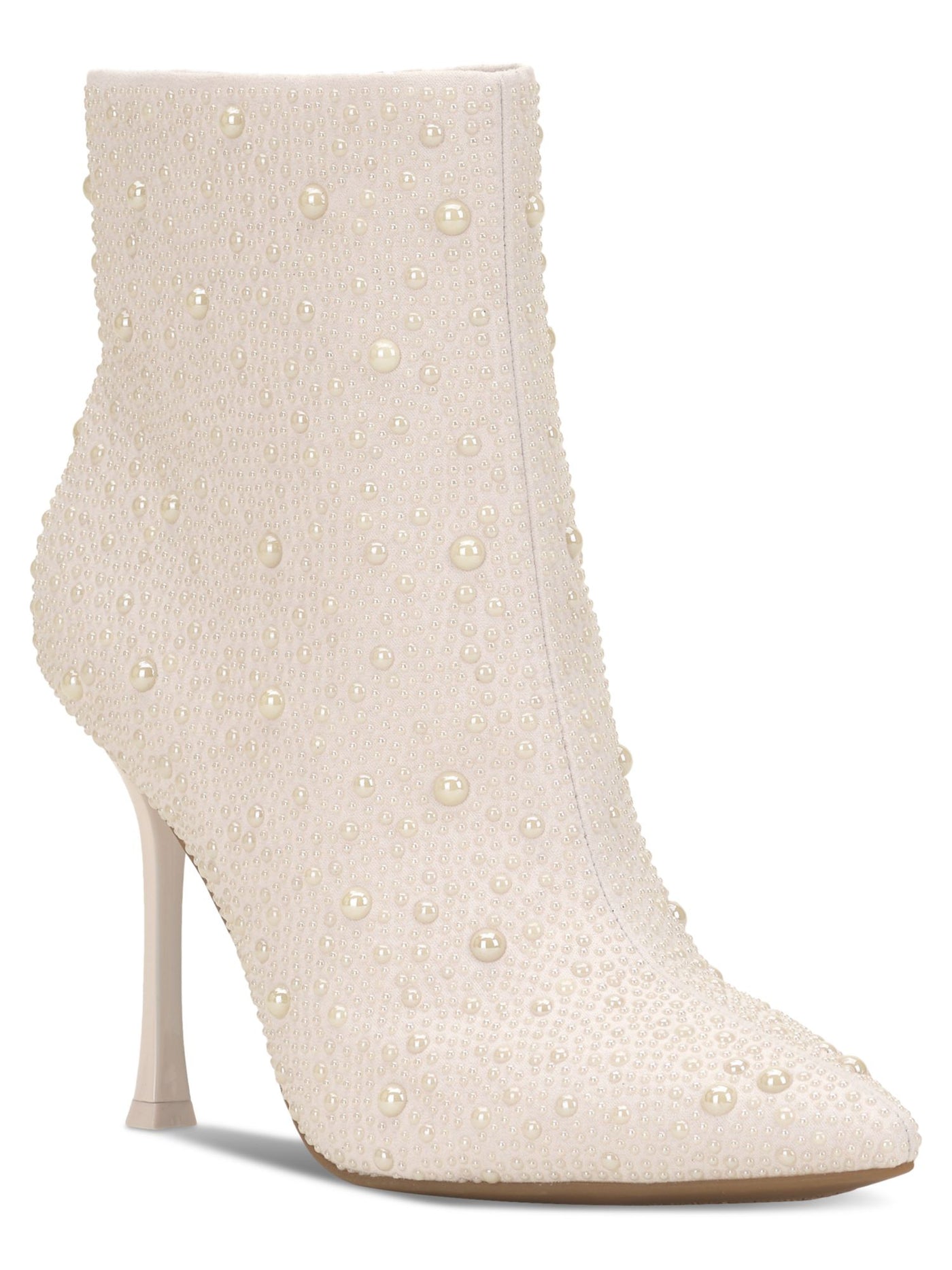 INC Womens Ivory Rhinestone Padded Rakima2 Pointed Toe Flare Zip-Up Dress Booties 8.5 M