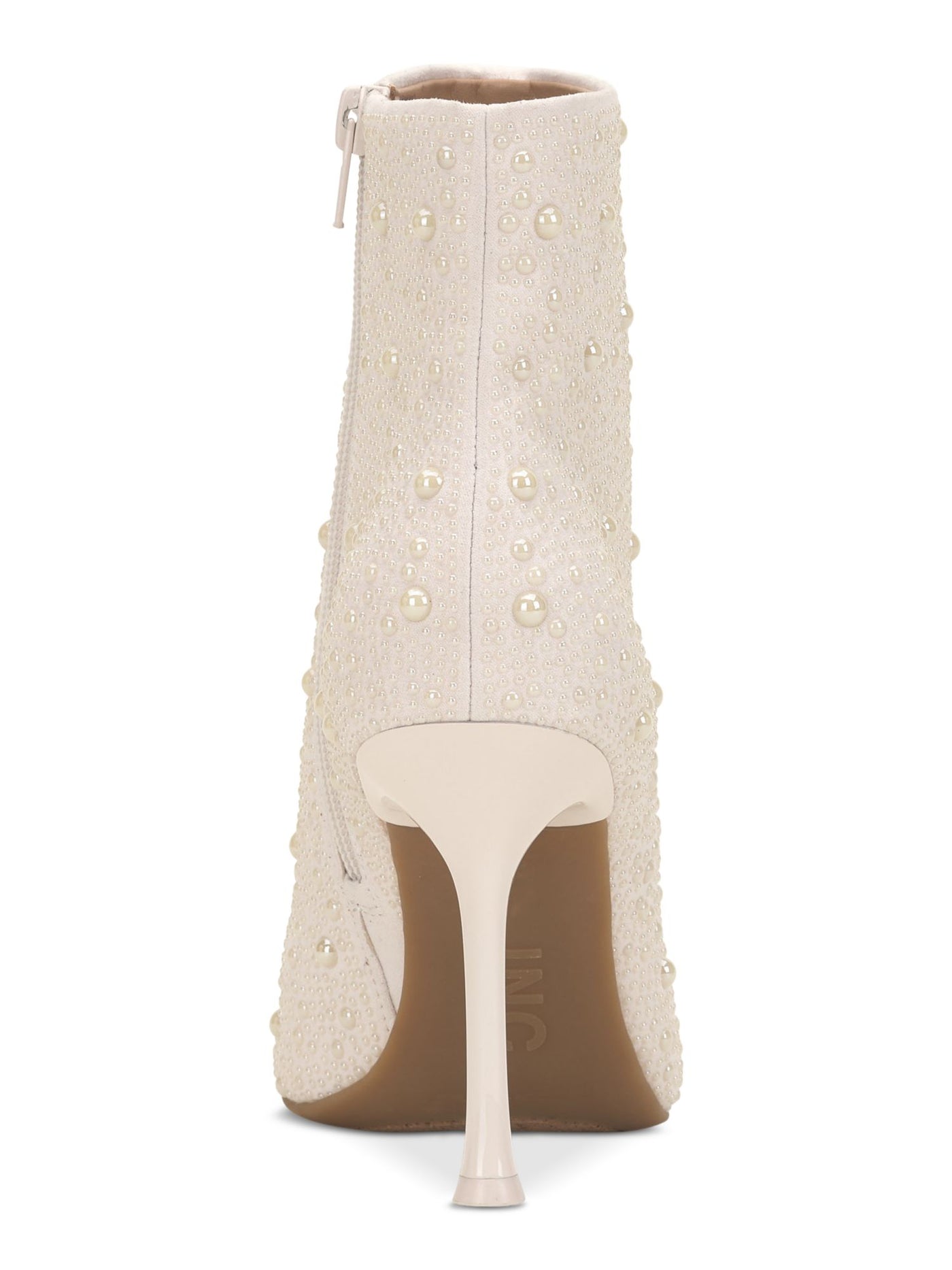 INC Womens Ivory Rhinestone Padded Rakima2 Pointed Toe Flare Zip-Up Dress Booties 8.5 M