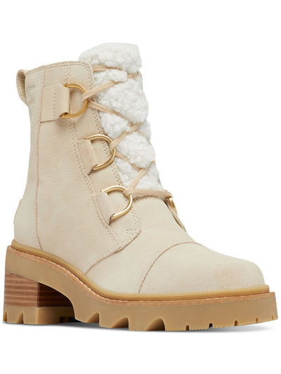 SOREL Womens Beige 1" Platform D-Ring Hardware Padded Back Pull-Tab Waterproof Removable Insole Joan Now Round Toe Block Heel Lace-Up Boots Shoes 11