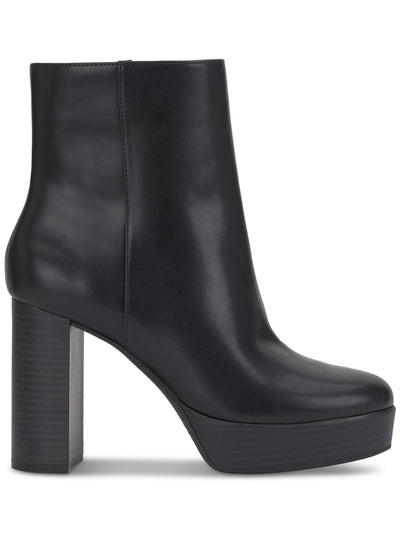 ALFANI Womens Black 1" Platform Arch Support Cushioned Galsuenda Almond Toe Block Heel Zip-Up Dress Booties 8 M