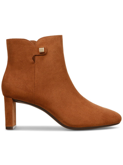 ALFANI Womens Brown Hardware Accent Padded Paam Almond Toe Block Heel Zip-Up Dress Booties 7.5 M