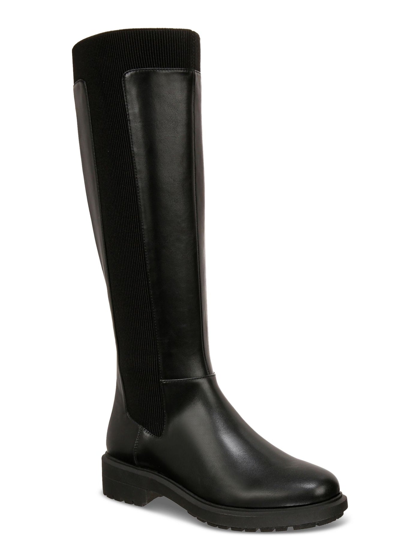 AQUA COLLEGE Womens Black Goring Padded Tamira Round Toe Zip-Up Riding Boot 11 M