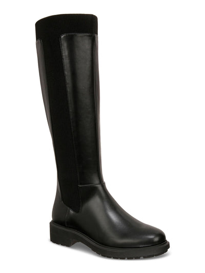 AQUA COLLEGE Womens Black Goring Padded Tamira Round Toe Zip-Up Riding Boot 11 M