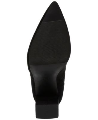 WILD PAIR Womens Black Padded Jacoby Pointed Toe Block Heel Zip-Up Boots Shoes M
