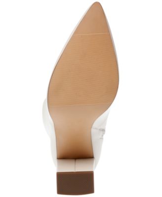 WILD PAIR Womens Ivory Padded Eileene Pointed Toe Block Heel Zip-Up Dress Heeled Boots M