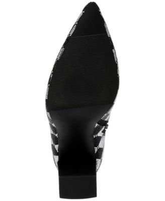 WILD PAIR Womens Black Geometric Rhinestone Padded Ingridd Pointed Toe Block Heel Zip-Up Dress Booties M
