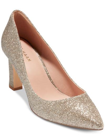 COLE HAAN Womens Gold Gold Glitter Mesh Padded Mylah Pointed Toe Slip On Dress Pumps Shoes 8.5 B