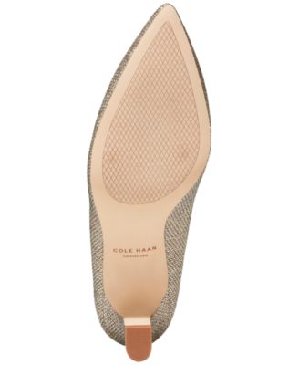 COLE HAAN Womens Gold Gold Glitter Mesh Padded Mylah Pointed Toe Slip On Dress Pumps Shoes B