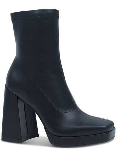WILD PAIR Womens Black Padded Beautee Square Toe Flare Zip-Up Heeled Boots 9 M