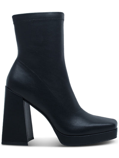 WILD PAIR Womens Black Padded Beautee Square Toe Flare Zip-Up Heeled Boots 7 M