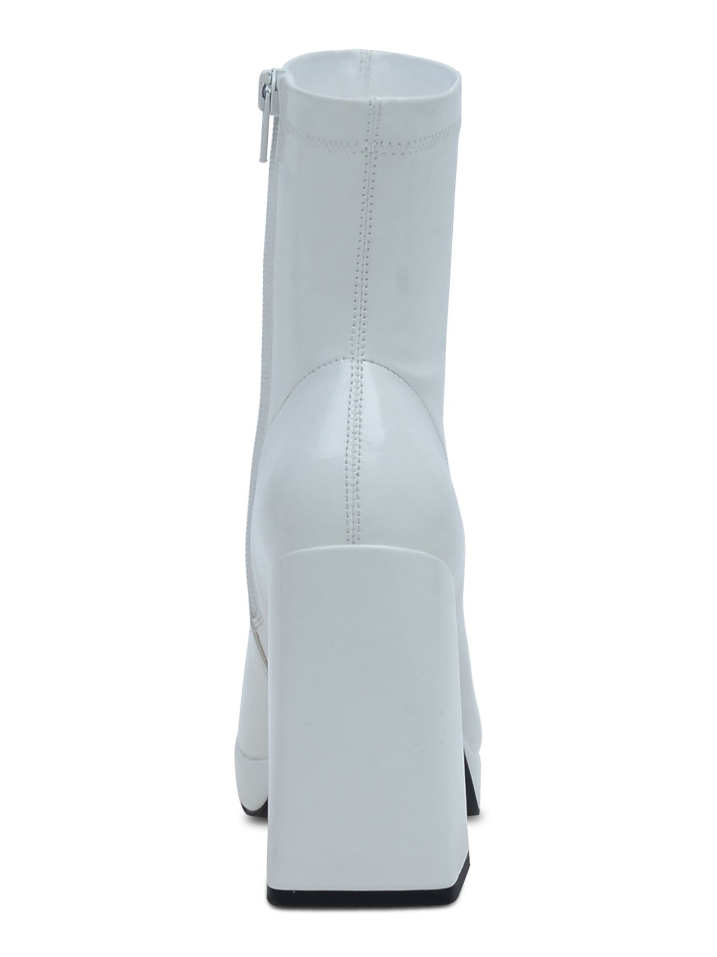 WILD PAIR Womens White Padded Stretch Beautee Square Toe Flare Zip-Up Dress Boots 7 M