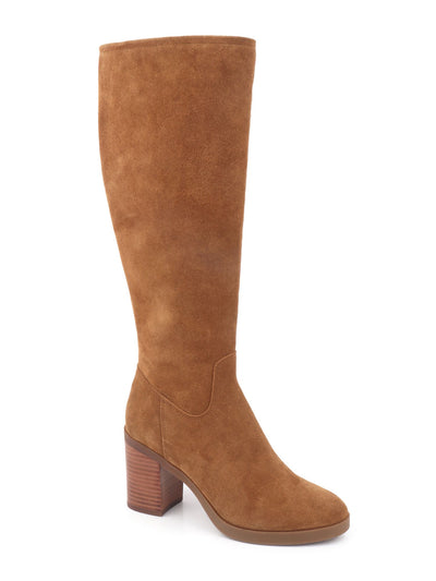 KENNETH COLE NEW YORK Womens Brown Waterproof Goring Nikki Almond Toe Stacked Heel Zip-Up Leather Dress Boots 7.5 M