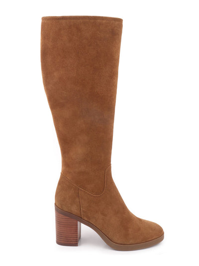 KENNETH COLE NEW YORK Womens Brown Waterproof Goring Nikki Almond Toe Stacked Heel Zip-Up Leather Dress Boots 7.5 M